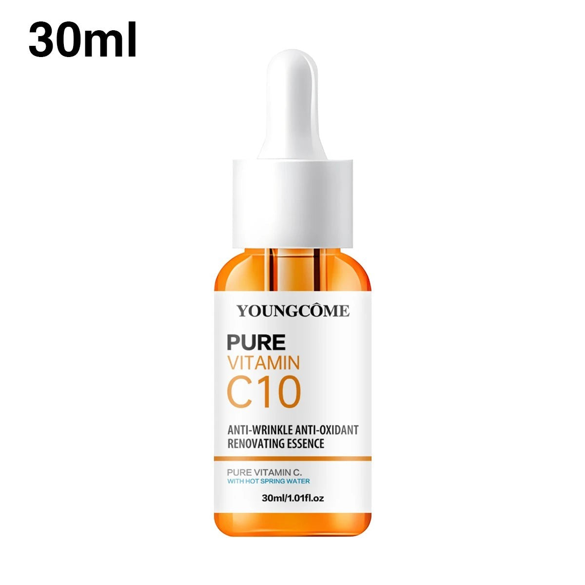 Belleréelle Sérum Visage Revitalisant à la Vitamine C 30ml, flacon en verre orange avec compte-gouttes blanc, formule anti-rides et antioxydante.