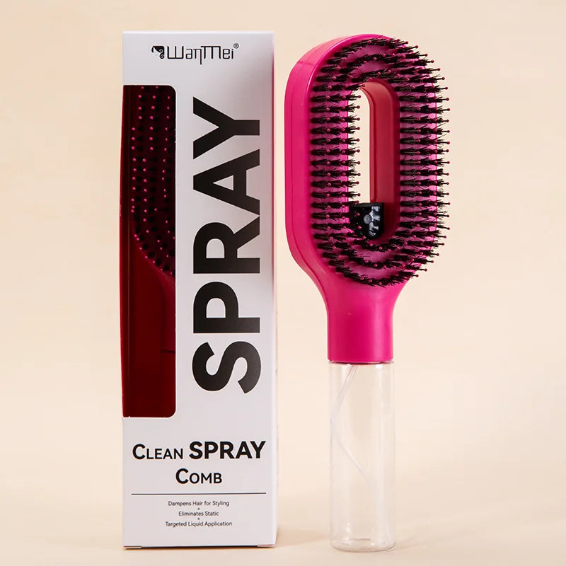 Brosse Spray 2-en-1 — Massage du Cuir Chevelu & Démêlant Antistatique