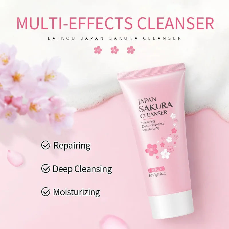 Mousse Sakura – coffret 3 pièces nettoyant visage – Belleréelle