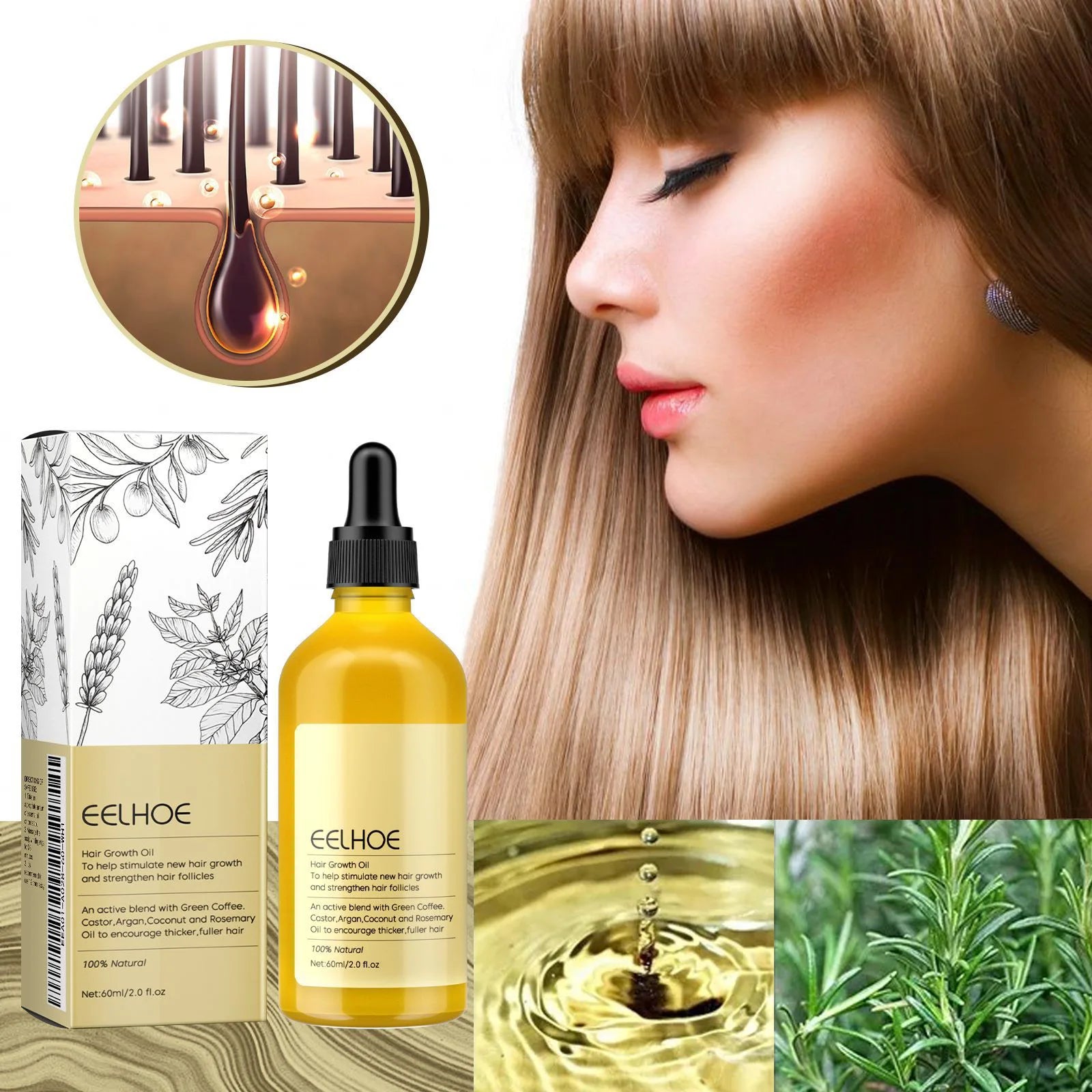 Huile capillaire romarin lavande – application cheveux – Belleréelle