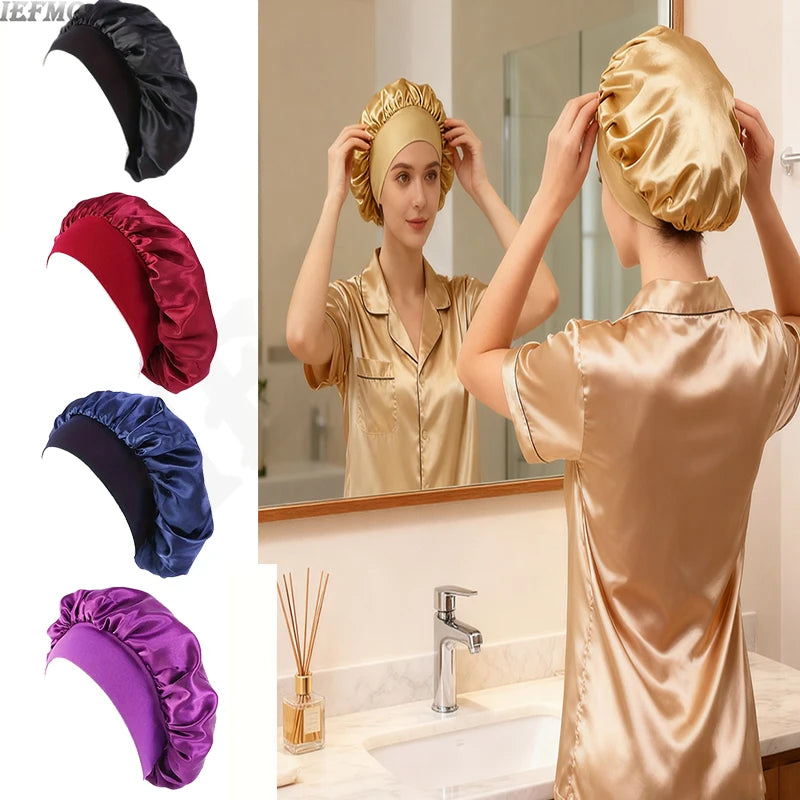 Bonnet satin grand format cheveux bouclés & tresses protection nuit – Belleréelle