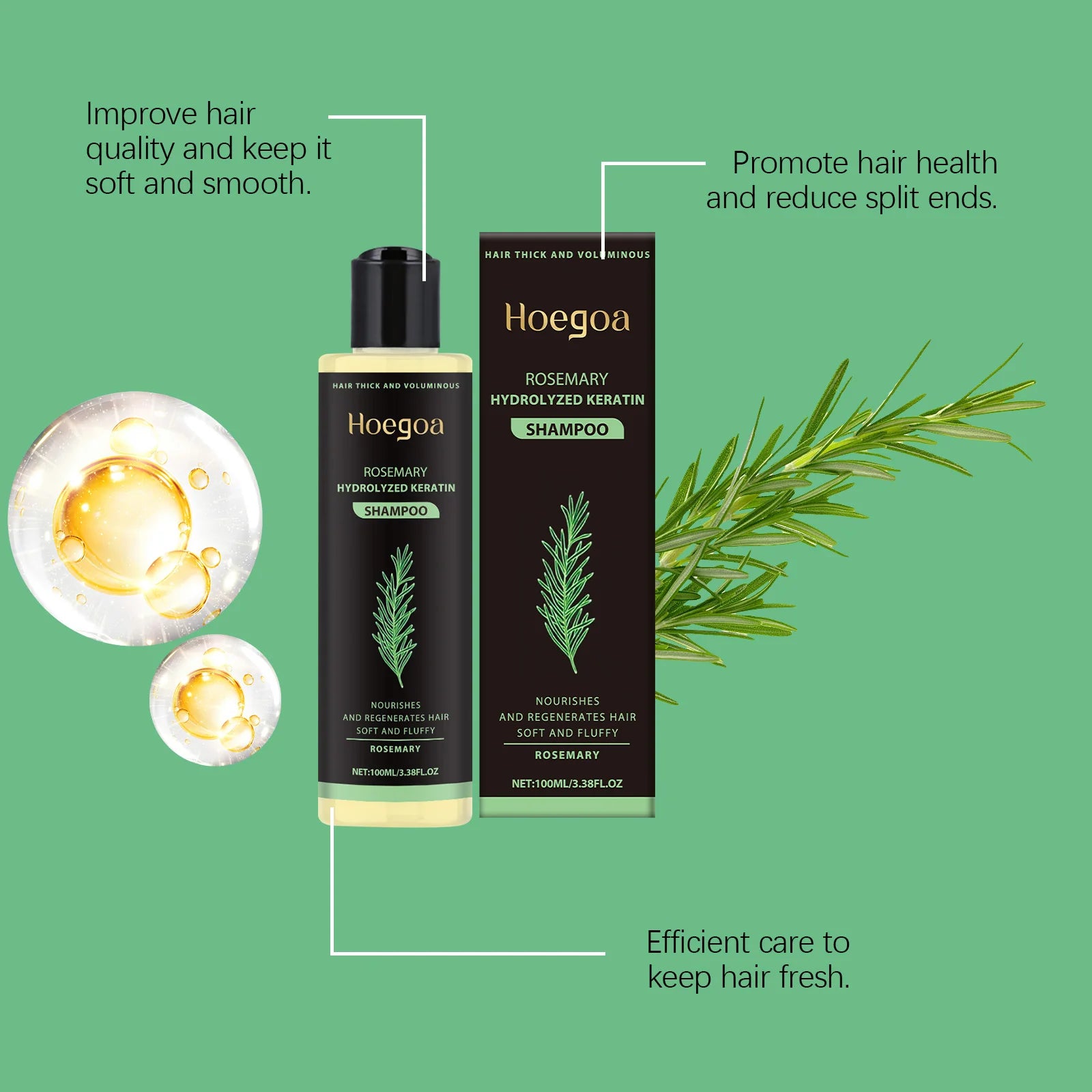 Shampooing romarin kératine – cheveux forts & sains – Belleréelle