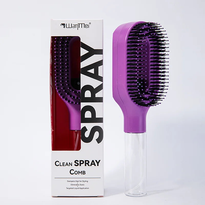 Brosse Spray 2-en-1 — Massage du Cuir Chevelu & Démêlant Antistatique