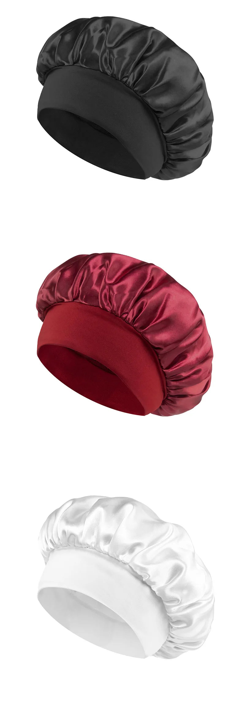 Bonnet satin nuit – modèle porté cheveux longs – Belleréelle