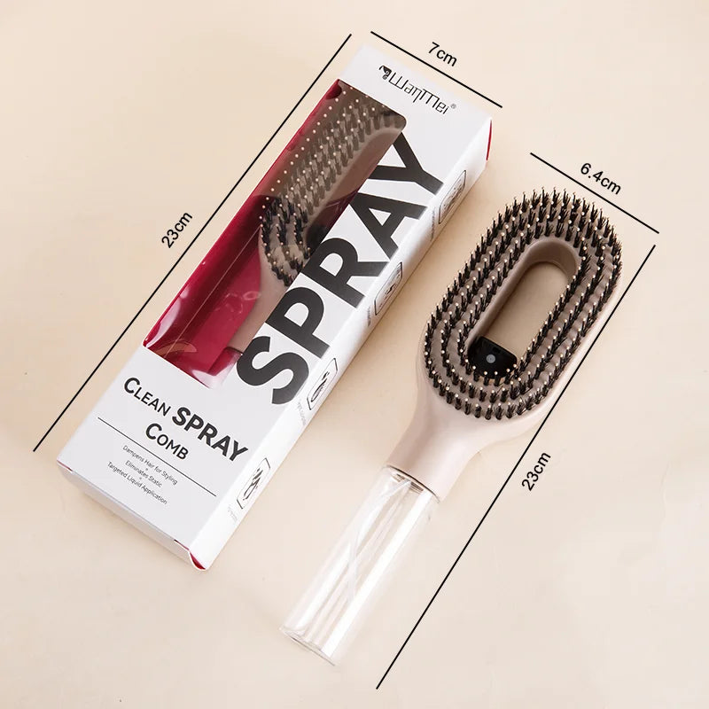 Brosse Spray 2-en-1 — Massage du Cuir Chevelu & Démêlant Antistatique