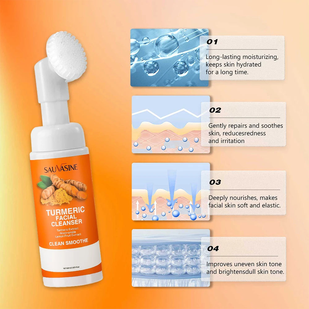 Mousse nettoyante curcuma – texture mousse riche & douce – Belleréelle