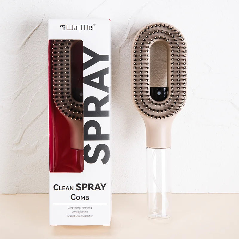 Brosse Spray 2-en-1 — Massage du Cuir Chevelu & Démêlant Antistatique