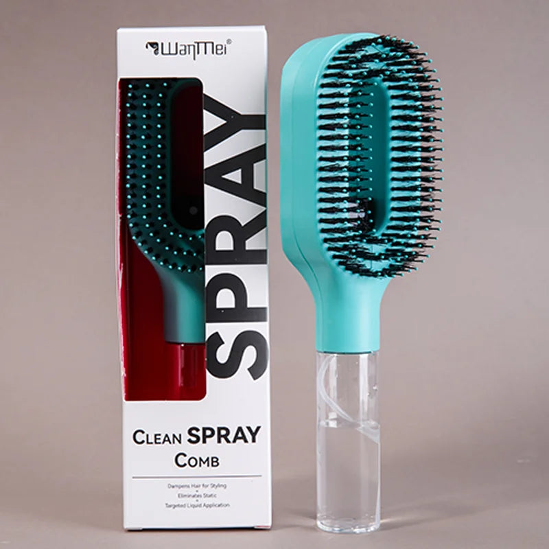 Brosse Spray 2-en-1 — Massage du Cuir Chevelu & Démêlant Antistatique