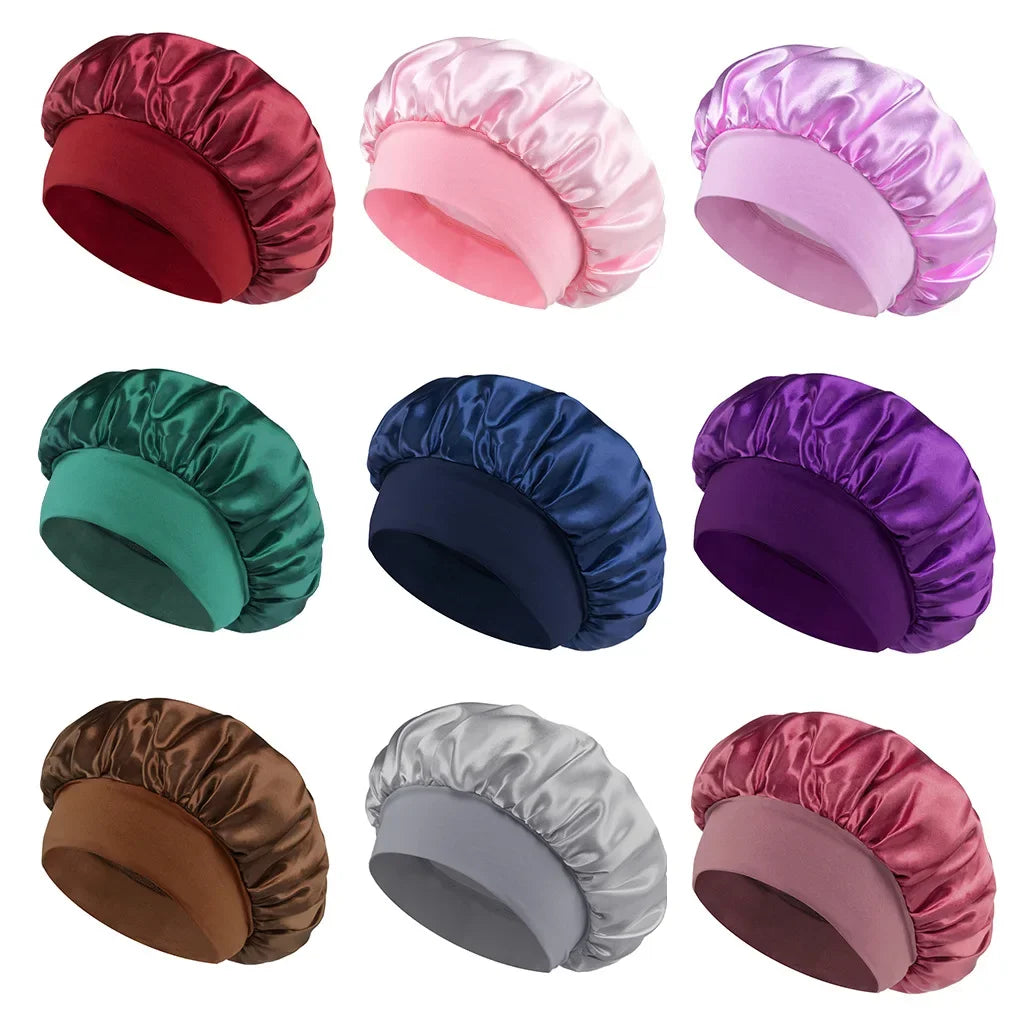 Bonnet satin nuit protection & soin des cheveux bandeau large – Belleréelle
