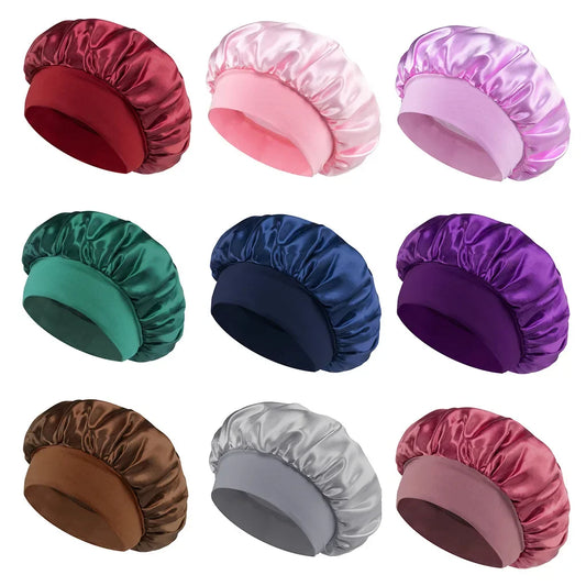 Bonnet satin nuit protection & soin des cheveux bandeau large – Belleréelle