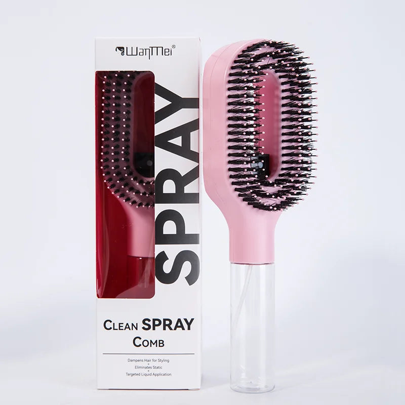Brosse Spray 2-en-1 — Massage du Cuir Chevelu & Démêlant Antistatique