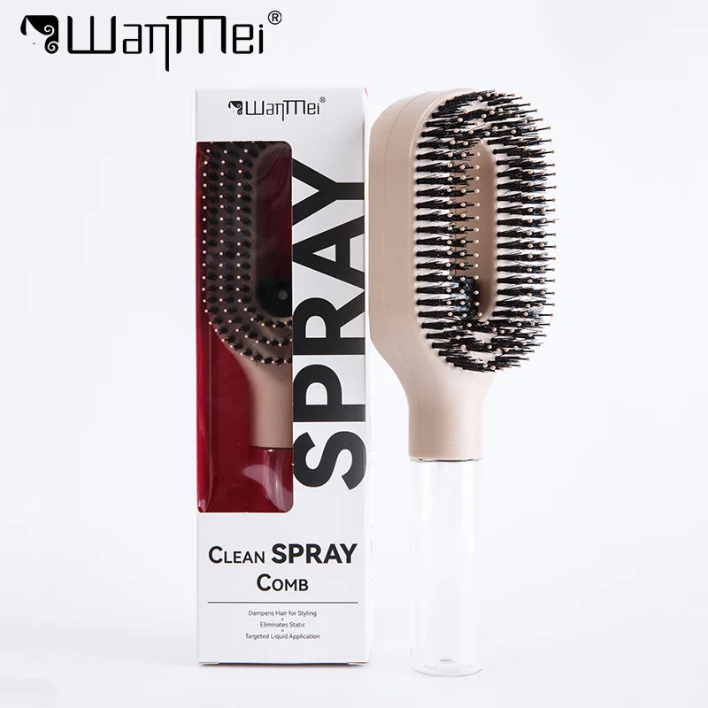 Brosse Spray 2-en-1 — Massage du Cuir Chevelu & Démêlant Antistatique