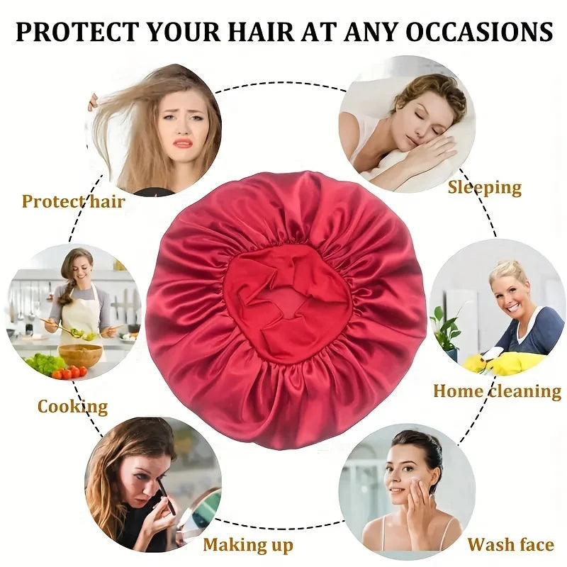 Bonnet satin tresses – vue de dos protection nuit – Belleréelle