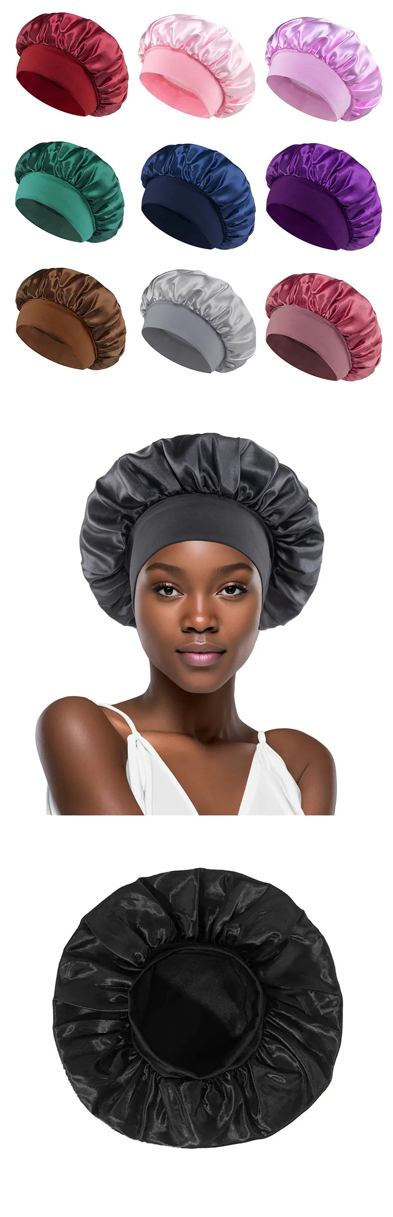 Bonnet satin nuit – intérieur satin doux cheveux – Belleréelle