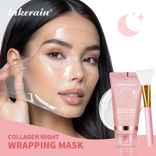 Belleréelle Masque Enveloppant Collagène Nuit pour le visage, hydratant et anti-âge, avec applicateur.