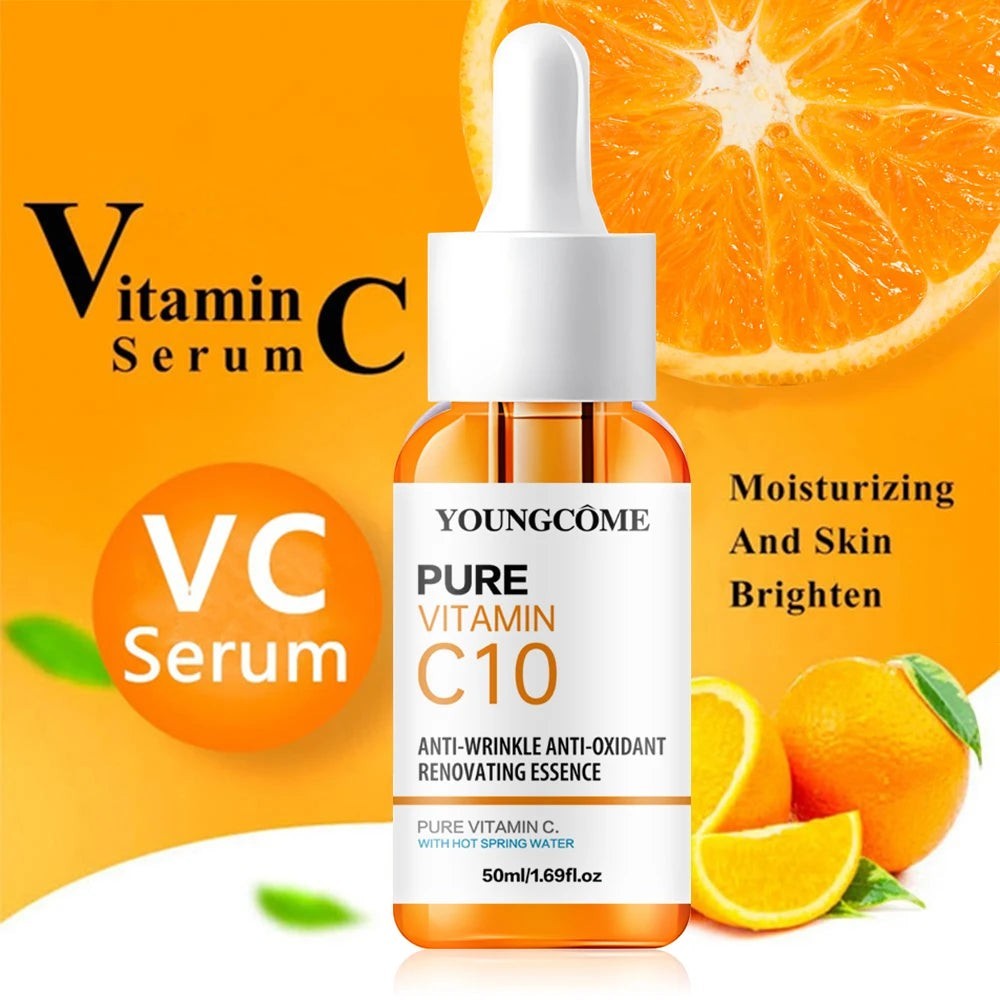 Belleréelle Sérum Visage Revitalisant à la Vitamine C, flacon compte-gouttes avec sérum orange, pour hydrater et éclaircir la peau.